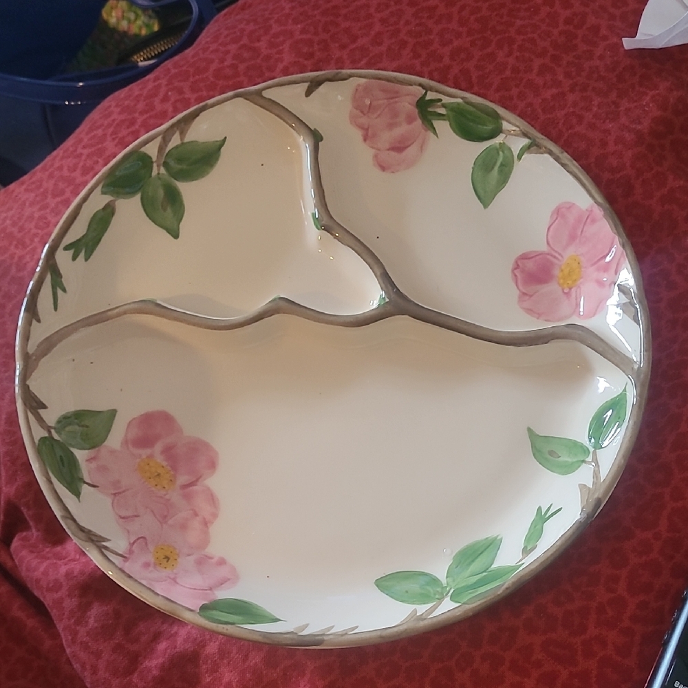 Franciscan Pink and Green Floral Divided Plate Franciscan Dessert Rose Beautiful